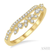 1/3 Ctw Alternating Marquise and Circular Mount Round Cut Diamond Curved Wedding Band in 14K Yellow Gold